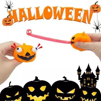 Yousheng Popping Eye Pumpkin Squeeze Toy Halloween Sticking Tongue Out Pumpkin Slow Rebound Stress Relief Pumpkin Head Squishes Sensory Fidget Toy A