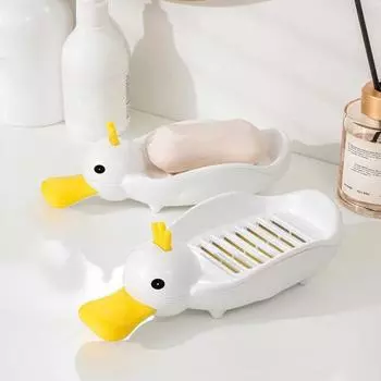 Yousheng портативная симпатичная мыльница в виде утки с корзиной для сушки, разделяемая раковина, мыльница для столешницы, аксессуары для ванной комнаты и кухни белый