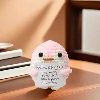 Yousheng Positive Crochet Doll Handmade Crocheted Emotional Support Positive Animal Tabletop Ornament Birthday Gift for Family Friends Kids чёрный