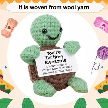 Yousheng Positive Crochet Turtle Handmade Crochet Turtle Миниатюрная позитивная черепаха с эмоциональной поддержкой для женщин и мужчин, подарок на день рождения Tortoise