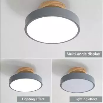 Yousheng Потолочный светильник заподлицо с деревянным зерном Современный супер яркий Гостиная Спальня Кухня Балкон Прихожая Круглый потолочный светильник Светильник Украшение белый