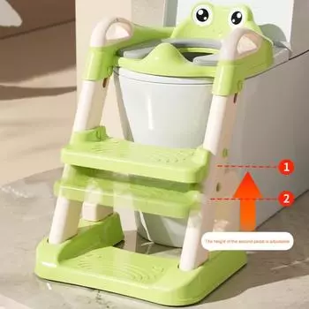 Yousheng Potty Training Toilet 2 в 1 Детское сиденье со ступенькой Мягкая подушка Регулируемая высота Треугольное основание Лестница для унитаза Сиденье для унитаза Лестница зелёный