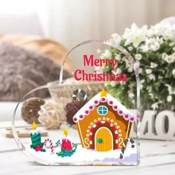 Yousheng прозрачное акриловое сердце рождественское украшение рождество Санта-Клаус снеговик лось подарочная коробка щенок письмо любовь сердце домашний офис настольное украшение 8