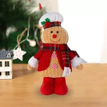 Yousheng Пряничный человечек Рождественские украшения Плюшевая фигурка пряничного человечка Рождественская мягкая кукла Украшения для каминного стола в центре красный