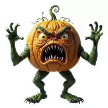 Yousheng Pumpkin Evil Figurine Spooky Resin Halloween Tabletop Decoration for Home Office Desk Decor Halloween Party Supplies A