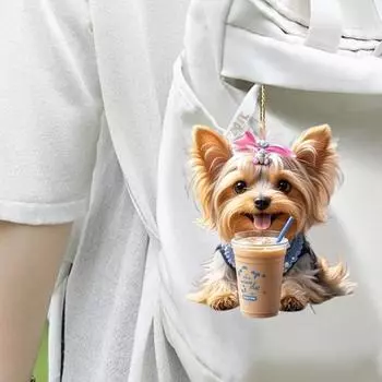 Yousheng Puppy Зеркало заднего вида Подвеска для автомобиля Подвесное украшение Акриловая Рождественская елка Дверь Окно Забор Ветка Подарок для женщин и мужчин Dog