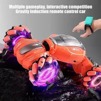 Yousheng Радиоуправляемая машина для трюков, игрушки для радиоуправляемых машин, распознающая жесты, с подсветкой, двухсторонняя вращающаяся машина для дрейфа, игрушечный внедорожник синий