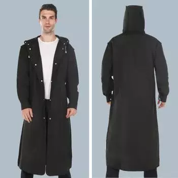 Yousheng Rain Poncho Мужской водонепроницаемый длинный дождевик с капюшоном EVA дождевик куртка для пеших прогулок велоспорта кемпинга рыбалки активного отдыха L чёрный