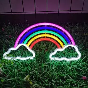 Yousheng Rainbow Neon Sign LED Light USB/батарейное питание не бликующее облако Rainbow LED неоновый светильник настенное художественное украшение
