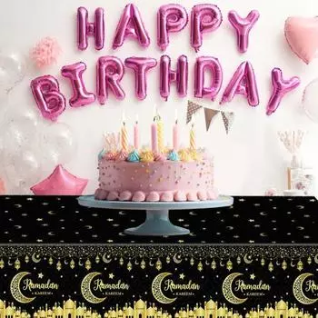 Yousheng Рамадан скатерть Рамадан Карим скатерть пластиковый прямоугольник Ид Луна Звезда скатерть украшение стола зелёный