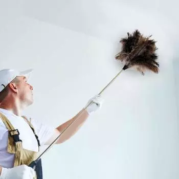 Yousheng Раздвижная страусиная перьевая метелка с длинной ручкой Прочная конструкция Телескопическая штанга Метелка для пыли Многоразовая пушистая метелка чёрный