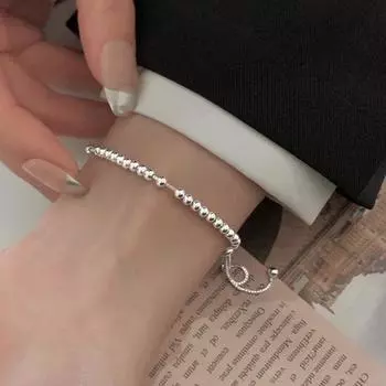 Yousheng Регулируемый браслет из бусин Bolo, ручной работы, серебряный браслет-слайдер для женщин, браслет из сплава, подарок на годовщины, дни рождения, Рождество серебряный