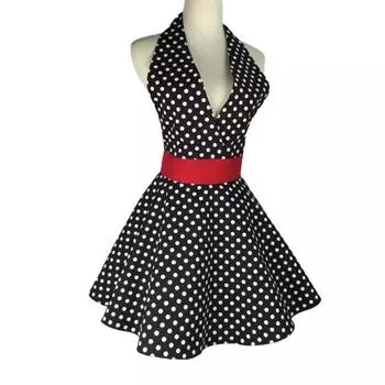 Yousheng ретро милый фартук для женщин V-образный вырез горошек сексуальный регулируемый хлопковый кухонный фартук с завязками для домашнего использования