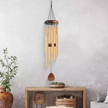 Yousheng Retro Wind Chime с 6 алюминиевыми трубками S-образный крючок натуральная успокаивающая мелодия винтажный садовый патио уличный подвесной ветряной колокольчик украшение серебряный