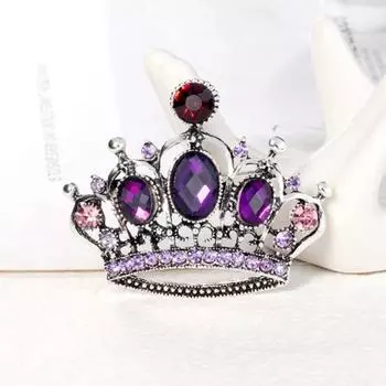 Yousheng Rhinestone Корона Брошь Винтаж Свитер Кардиган Пальто Деловой Костюм Булавка Для Женщин Модные Ювелирные Изделия Подарок Одежда Аксессуары фиолетовый
