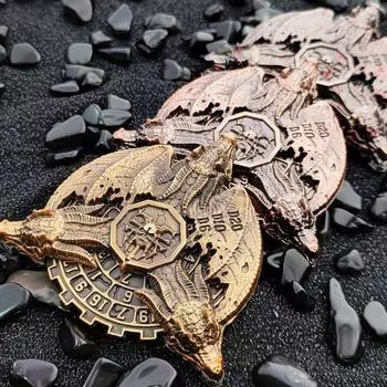 Yousheng Roulette Dice Fidget Spinner Heavy Duty Zinc Alloy 7-In-1 Vintage Dragon Rotatable Finger-Gyro Metal Dice RPG RPG Role Playing Game Requis