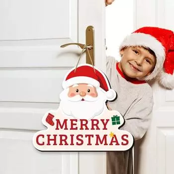 Yousheng Рождественская деревянная дверная табличка Снеговик Гном Санта-Клаус Дверная вешалка Настенная приветственная табличка для входной двери Украшение для дома и улицы Подвеска D
