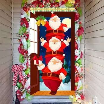 Yousheng Рождественская дверная крышка, украшение, Санта, рождественская елка, передняя дверь, подвесной фон, баннер для праздничного домашнего декора