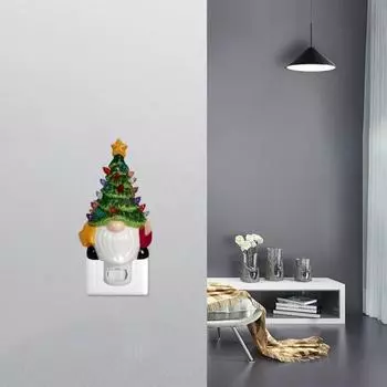 Yousheng Рождественская елка Ночной светильник из смолы Мини Настольный светильник для украшения Красочные светящиеся рождественские елочные украшения Подарок для друзей и детей US Plug A