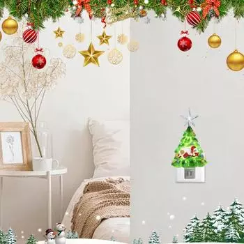 Yousheng Рождественская елка Ночной светильник из смолы с подсветкой Рождественская елка Украшение Красочный мини настольный ночник для спальни Праздничный декор EU B