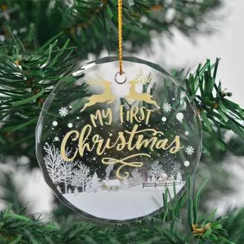 Yousheng Рождественская елка подвесное украшение акриловая снежинка олень круг украшение зимняя сказка люстра хрустальный кулон для рождественского декора A