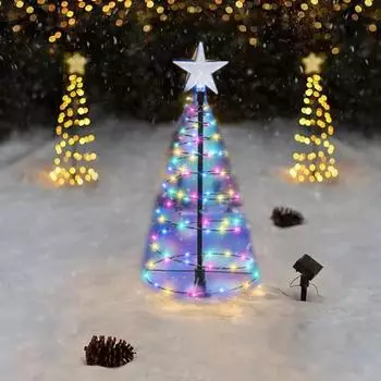 Yousheng Рождественская елка Солнечный светильник Уличный водонепроницаемый светильник для рождественской елки Простая сборка Солнечный рождественский светильник для дворовой лужайки Sets