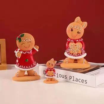 Yousheng Рождественская фигурка человечка из имбирного печенья, статуэтка из смолы, скульптура для домашнего офиса, книжной полки, украшения для рабочего стола, украшение для вечеринки C