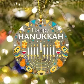 Yousheng Рождественская Ханука Украшение Ханука в этом доме Мы празднуем любовь Акриловое украшение для праздничного декора дома на елку A