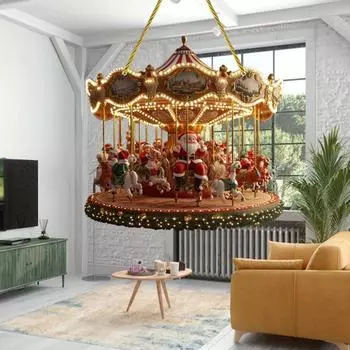 Yousheng Рождественская карусель, украшение, акриловая карусель Санта-Клауса, подвесное украшение, мини-карусель, лошадка, подвеска для домашнего офиса, декор для вечеринки A