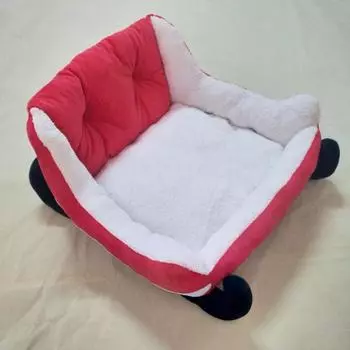 Yousheng Рождественская кровать для кошек в санях, красная кровать для саней Санты, диван-кровать из искусственного меха для домашних животных, для маленьких, средних, больших кошек, собак красный
