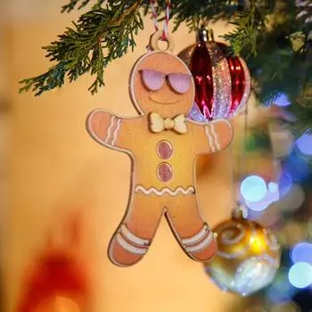 Yousheng Рождественская подвеска деревянная поделка своими руками снеговик пряничный человечек праздничное подвесное украшение для рождественской елки дверной камин A