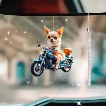 Yousheng Рождественская подвеска Зеркало заднего вида Подвесное украшение со шнурком Легко повесить Устойчивая к выцветанию подвеска в виде животного Собака Декор для рождественской елки D