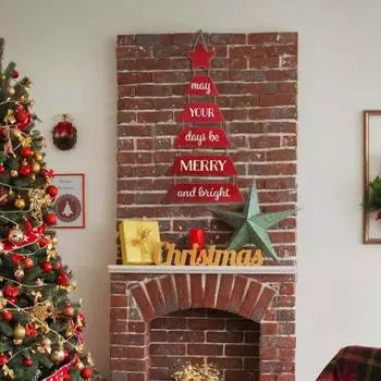 Yousheng Рождественская подвесная вывеска, украшение, веселая рождественская елка, деревянная вывеска, праздничный приветственный знак для декора стены входной двери красный