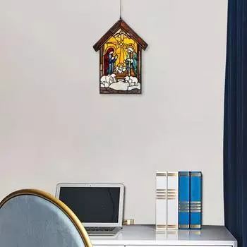 Yousheng Рождественская сцена Ловец Солнца Рождественский вертеп Украшение Религиозный оконный подвесной ловец Солнца для рождественской елки балкона 8 cm B