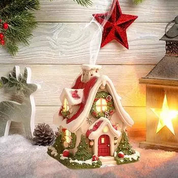 Yousheng Рождественская снежная курильница для благовоний Зимний дом Держатель для благовоний в виде конуса Рождественская вечеринка Украшение для рабочего стола Подарок на праздник A