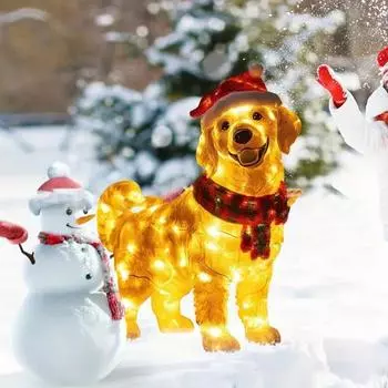 Yousheng Рождественская собака садовый колышек акриловая Санта-колышка собака праздничный декор для улицы простая установка украшение для собаки с колышком для двора газона крыльца Dog