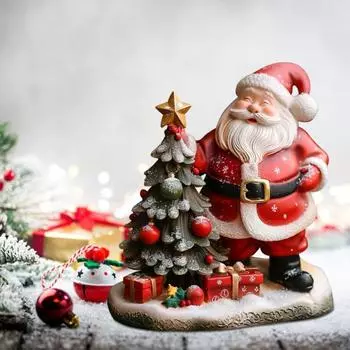 Yousheng Рождественская статуэтка Санта-Клауса из смолы, стоящая рождественская статуэтка Деда Мороза, скульптура для домашнего офиса, украшение для рабочего стола, праздничное украшение красный