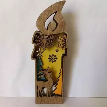 Yousheng Рождественская свеча, настольное украшение, светящаяся деревянная свеча, деревенский олень, снежинки, свеча для украшения рождественской вечеринки