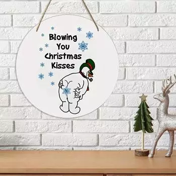 Yousheng Рождественская табличка на дверь «Снеговик», посылающая вам рождественские поцелуи, вешалка для двери, настенная подвеска для входной двери, приветственная табличка, украшение, подвеска 30cm