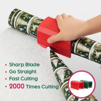 Yousheng Рождественская упаковочная бумага Триммер Легкая резка подарочной упаковочной бумаги Слайдер Инструмент с противоскользящим дизайном красный