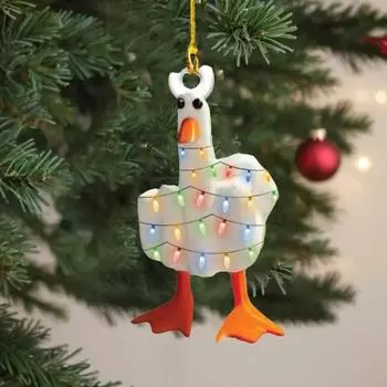 Yousheng Рождественская Утка Подвесное Украшение Акриловая Утка на Средний Палец Подвеска Зеркало Заднего Вида Автомобиля Декор Украшение На Елку Подарок Для Семьи Друзьям Duck