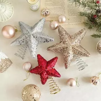 Yousheng Рождественская Звезда Верхушка для елки Блестящая Звезда Верхушка для елки Украшение Пластиковая Звезда Украшение для Рождественской Елки M золотистый