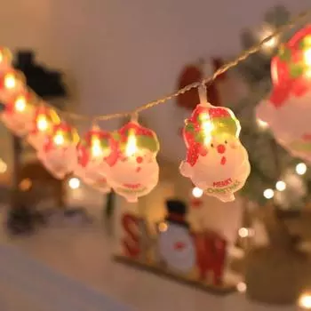 Yousheng рождественские гирлянды, светодиодные гирлянды в виде Санта-Снеговика, работающие от батареек, водонепроницаемые гирлянды для рождественских украшений в помещении и на открытом воздухе 3M