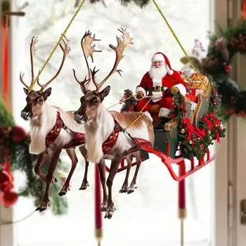 Yousheng рождественские украшения акриловый Санта в санях подвесное украшение 2D плоская рождественская елка подвеска для рождественской елки настенное украшение окна автомобиля
