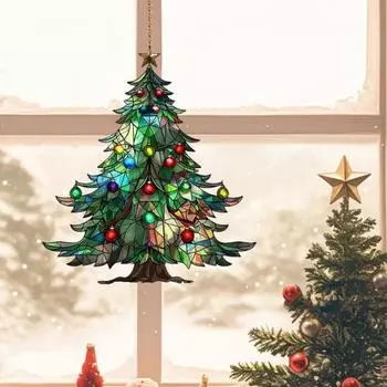 Yousheng Рождественский акриловый ловец солнца, красочная рождественская елка/гном, подвесное украшение на окно, ловец света для наружного балкона, домашнего декора 20cm