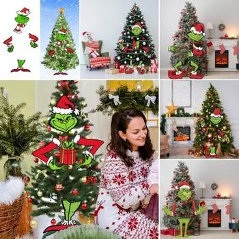 Yousheng Рождественский эльф, украшение на елку своими руками, зеленая верхушка на елку с головой, руками и ногами для домашних вечеринок B