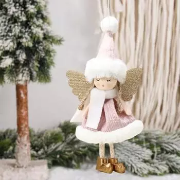 Yousheng Рождественский ангел, украшение, плюшевый ангел, кукла, подвеска, крылатый ангел, девочка, подвесное украшение для рождественской елки, настенный декор для двери хаки