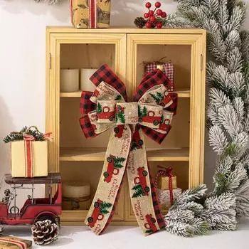 Yousheng Рождественский бант, плетеный вручную, декоративный бант для украшения рождественской елки, подарочная коробка, венок, бант, украшения для домашней вечеринки, настенные украшения для входной двери A