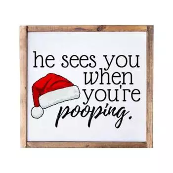 Yousheng Рождественский декоративный знак, праздничный сезонный настенный декоративный знак, деревянная рамка, рождественский забавный знак для ванной комнаты, баров, клубов, гостиной 15x15cm B