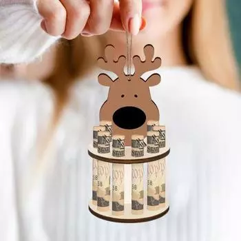 Yousheng Рождественский деревянный держатель денег Лось Имбирный человечек Рождественская елка Снеговик Держатель денег в виде газовой банки Настольное украшение Праздничный денежный подарок